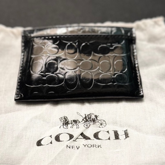 Coach Patent Leather mini C monogram card holder with dust bag - Picture 8 of 11